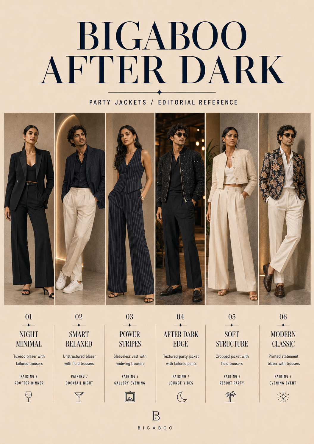 Bigaboo After Dark party jackets editorial catalogue spread